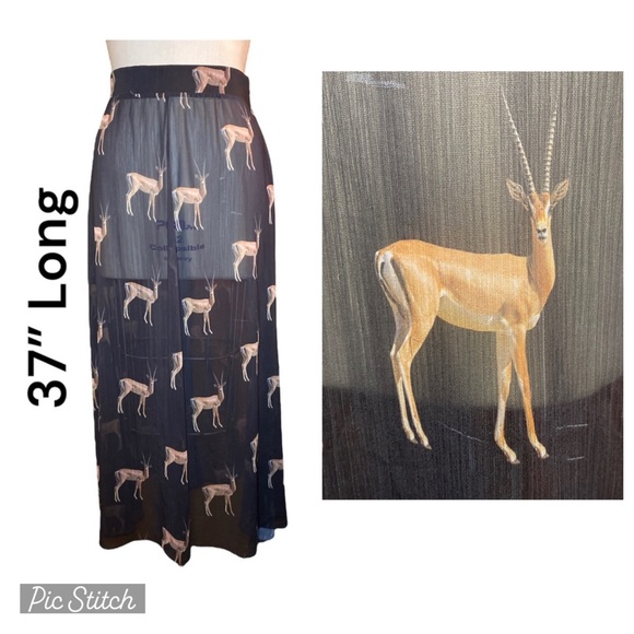 Gazelle Print Long Skirt | Side Zip | Great for Miss Match Dressing Size Large - Picture 1 of 12